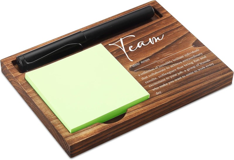 CINRLLA Wooden Sticky Note Holder & Pen Dispenser, 6.5 x 4.7 inches, Green, 1 Count - Image 1